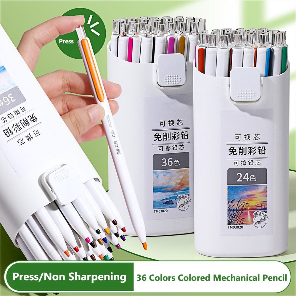 Mechanical Pencil Lead - Keskinleşmeyen Renkli Kalem, Değiştirilebilir Uçlu, Yağ